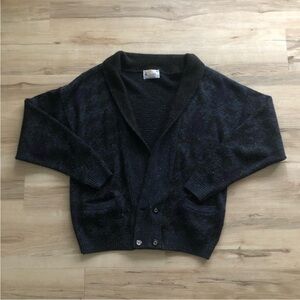 London Fog Vintage Wool Blend Men's Dark Cardigan Sweater